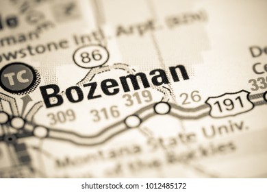 Bozeman. Montana on a map.