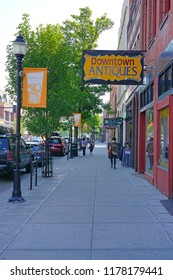 BOZEMAN, MT -7 SEP 2018- View Of Downtown Bozeman, Montana, Home To The Campus Of Montana State University (MSU).