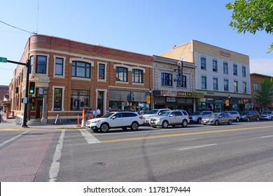 BOZEMAN, MT -7 SEP 2018- View Of Downtown Bozeman, Montana, Home To The Campus Of Montana State University (MSU).