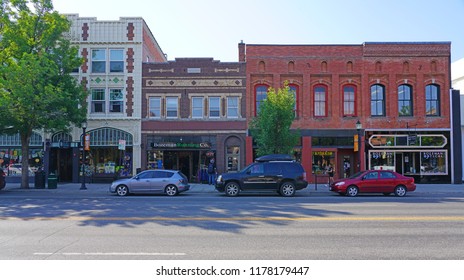 BOZEMAN, MT -7 SEP 2018- View Of Downtown Bozeman, Montana, Home To The Campus Of Montana State University (MSU).