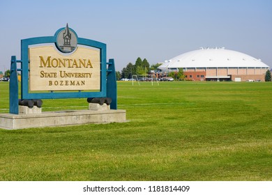 BOZEMAN, MT -7 SEP 2018- View of the campus of Montana State University in Bozeman, home of the Bobcats. MSU is a public research and teaching university.