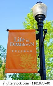 BOZEMAN, MT -7 SEP 2018- View Of Downtown Bozeman, Montana, Home To The Campus Of Montana State University (MSU).