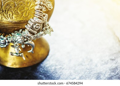 bracelet with charms. selective focus.