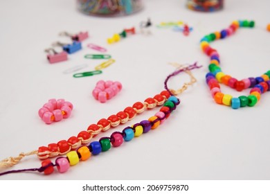 Bracelets made of Multi Colored pony beads Bracelet Beads for Hair Beads for Kids Crafts Rainbow Hair Beads       