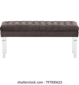 Bracknell Dark Gray Linen Modern Tufted Ottoman