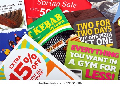 BRACKNELL, ENGLAND - APR 03: Junk mail items delivered to a private residence in England on April 3rd 2013.