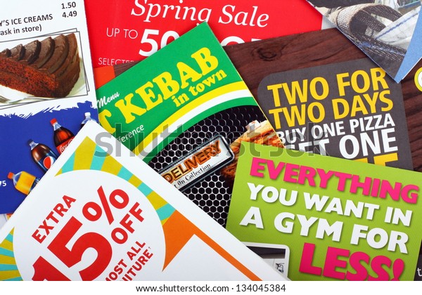 BRACKNELL, ENGLAND - APR\
03: Junk mail items delivered to a private residence in England on\
April 3rd 2013.