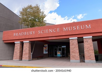 Bradbury Science Museum Sign On The Facade Of Chief Public Facility Of Los Alamos National Laboratory - Los Alamos, New Mexico, USA - 2021