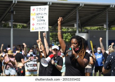 Bradenton, Florida - October 2, 2021: Black Women On March To Defend Reproductive Rights 