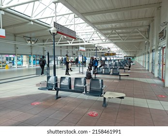 Bradford, UK - May 10, 2022: Interior Of The Bus Station At Bradford Interchange, Bradford City Centre, West Yorkshire