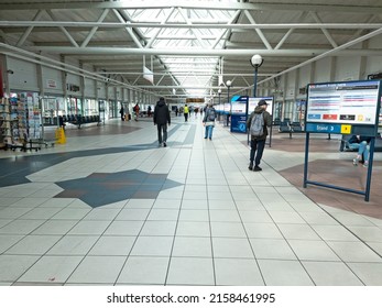 Bradford, UK - May 10, 2022: Interior Of The Bus Station At Bradford Interchange, Bradford City Centre, West Yorkshire