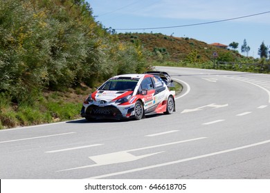 Braga, Portugal - May 20: Juho Hänninen And Kaj Lindström  At The 2017 Rally De Portugal 