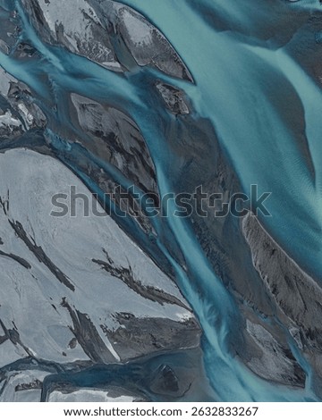 Braided glacial rivers wind through Jokulsasandur near Hvannagil, Iceland.