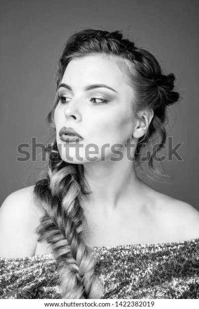 Braided Hairstyle Girl Makeup Face Braided Stock Photo Edit