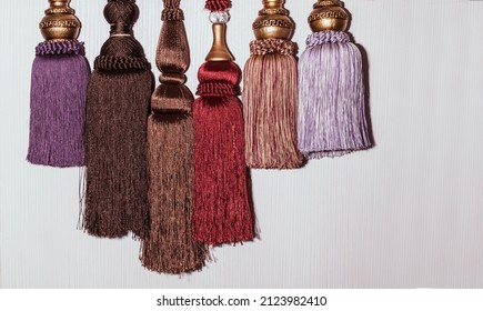 Braided pendants with fringe for curtains of different colors