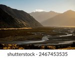 Braided river with the New Zealand Southern Alps