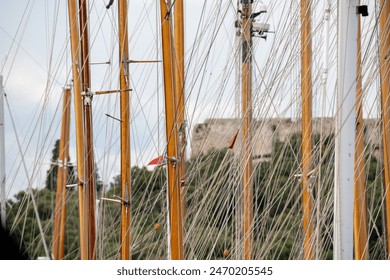 Braided ropes on many sail boats. High quality photo. - Powered by Shutterstock