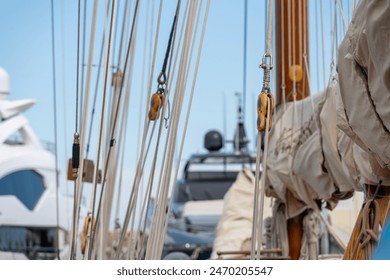 Braided ropes on many sail boats. High quality photo. - Powered by Shutterstock