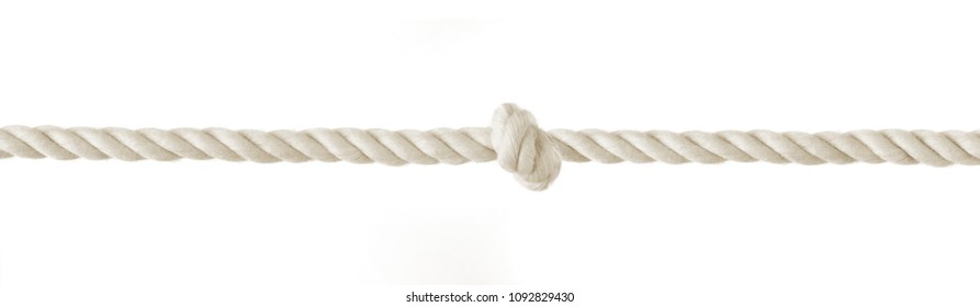 Braided White Rope And Knot In The Middle Isolated On White Background