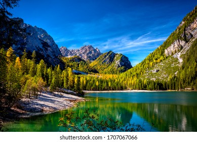 Braies Lake, Dolomites, Trentino Alto Adige, Italy