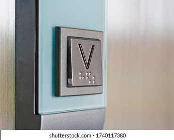 Braille Signage Lift Elevator Go Down Symbol Blind Communication Facility In Public Building