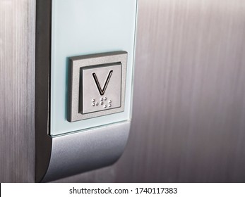 Braille Signage Lift Elevator Go Down Symbol Blind Communication Facility In Public Building