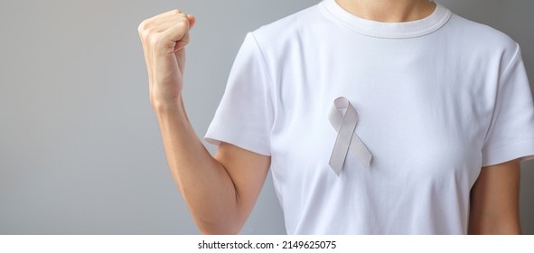 Brain Cancer Awareness month, grey color Ribbon for supporting people living. Healthcare and World cancer day concept - Powered by Shutterstock