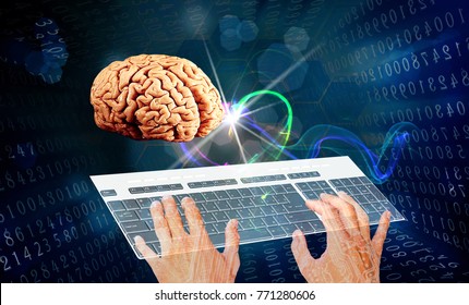 brain cyber technology 3d rendering