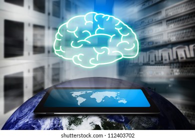 Brain from digital touch pad : Elements of this image furnished by NASA