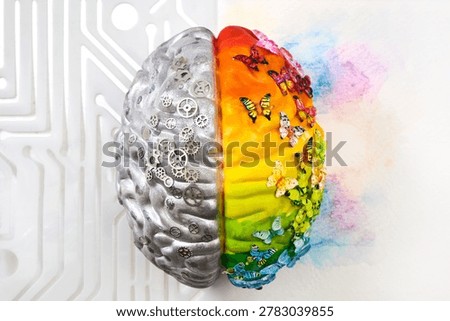 Brain hemispheres showing creativity and logical thinking