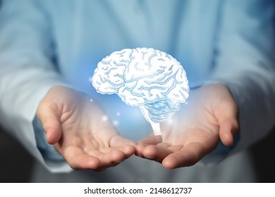 Brain issues medical concept. Photo of female doctor, empty space.  - Shutterstock ID 2148612737