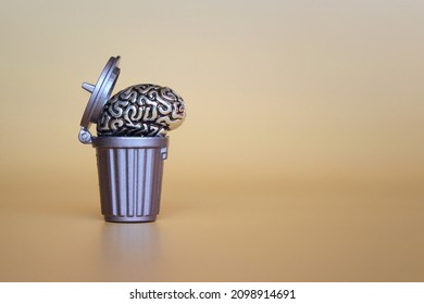 Brain Model Inside The Trash Can With Copy Space For Text