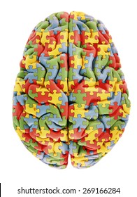 Brain Model With Jigsaw Puzzle Pattern, Representing Autism