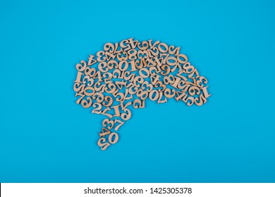 Brain From Numbers. On Blue Background. Business Concept, Idea, Strength, Learning, Thought Process, Mind