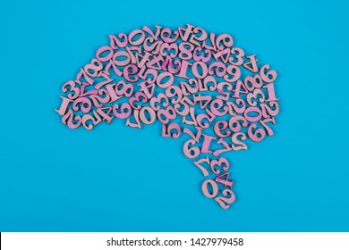 Brain From Numbers. On Blue Background. Business Concept, Idea, Strength, Learning, Thought Process, Mind