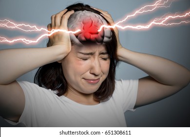 Brain Stroke Concept, Headache, Cerebral Hemorrhage, 3D Rendering
