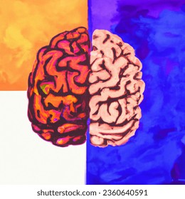 Brain, stylized, colorful, art