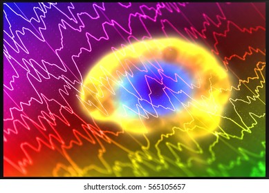 Brain wave on EEG background, Electroencephalogram