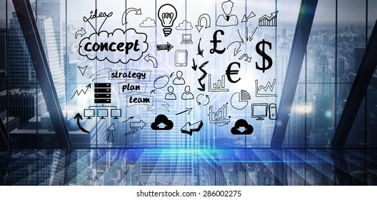 Brainstorm graphic against technology background