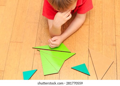 Brainstorm. Thoughts. Little Boy Solving Math Problem, Thinking Hard