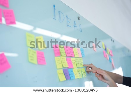 Brainstorming ideas with sticky notes