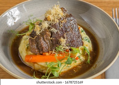 Braised Beef Cheek With Mashed Potato And Carrot