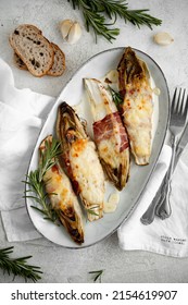 Braised Chicory With Ham, Endives. Belgian Cuisine.