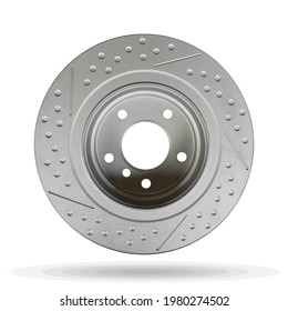 Brake Disc Car Clamp Plate Part Of Wheel Stoper System Isolated On White Background. This Has Clipping Path.                                