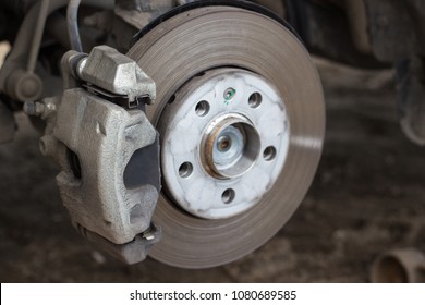 Brake disk and detail of a wheel hub - Shutterstock ID 1080689585