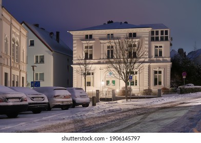 Brake, Germany - January 30, 2021: Historical Classicist Building, Which Houses The Clinic For Child And Adolescent Psychiatry Of The 