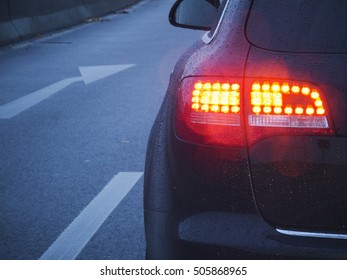 Brake Light And Arrow Light Of A Car