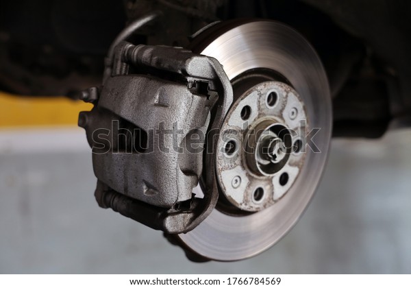 Brake pad replacement in\
car service