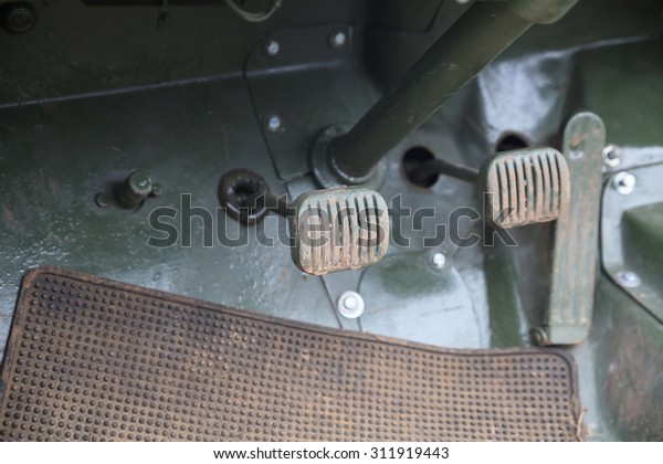  brake pedal of a vintage\
car