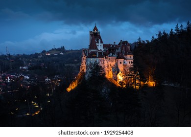 Bran Castle At Night. Transylvania Romania.